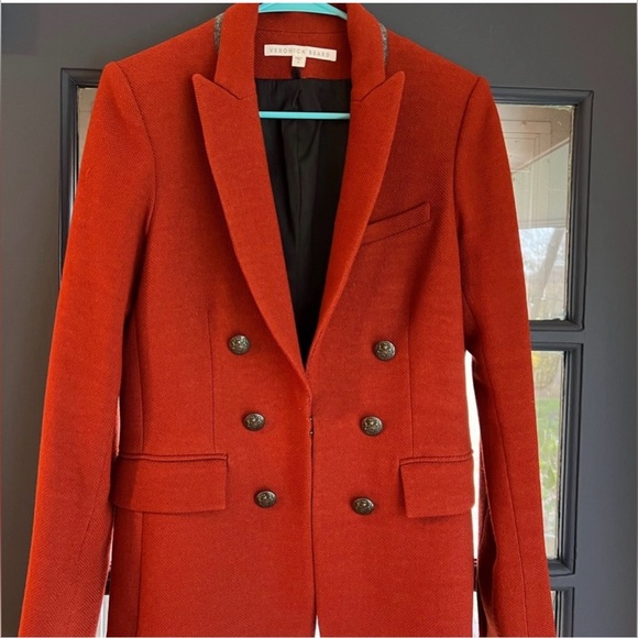 Veronica Beard Beacon Dickey Double Breasted Blazer Rust Size 8 Excellent - Picture 4 of 7